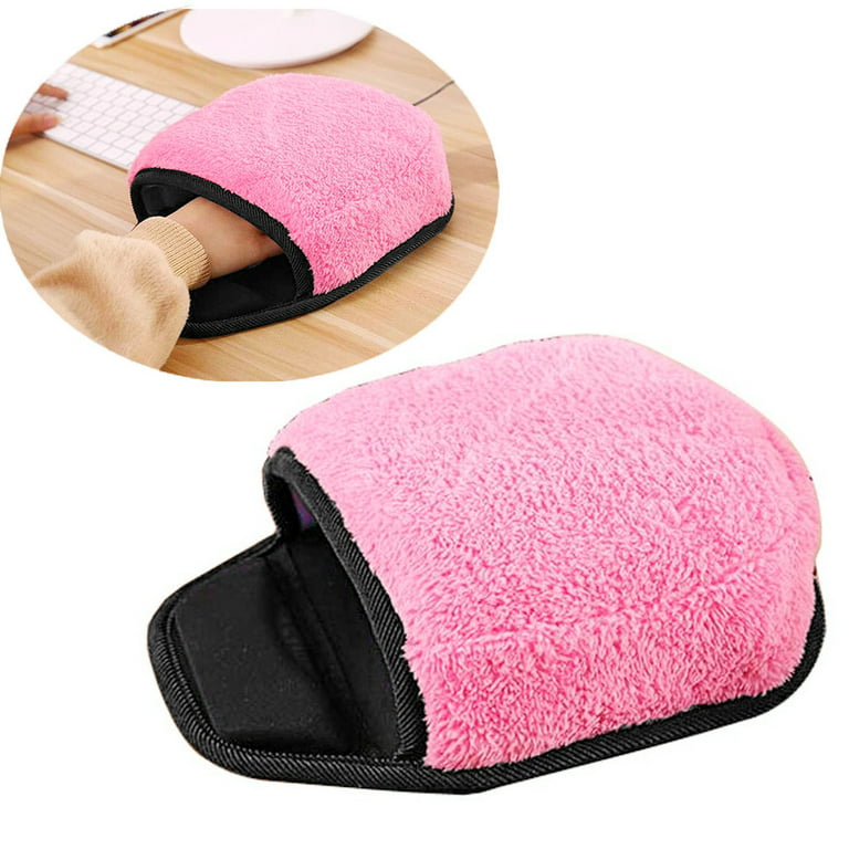 USB Heating Cord Pink Color Pink Lurryly USB Heated Mouse Pad Mouse Hand Warmer with Padded Wristguard Warm Winter 